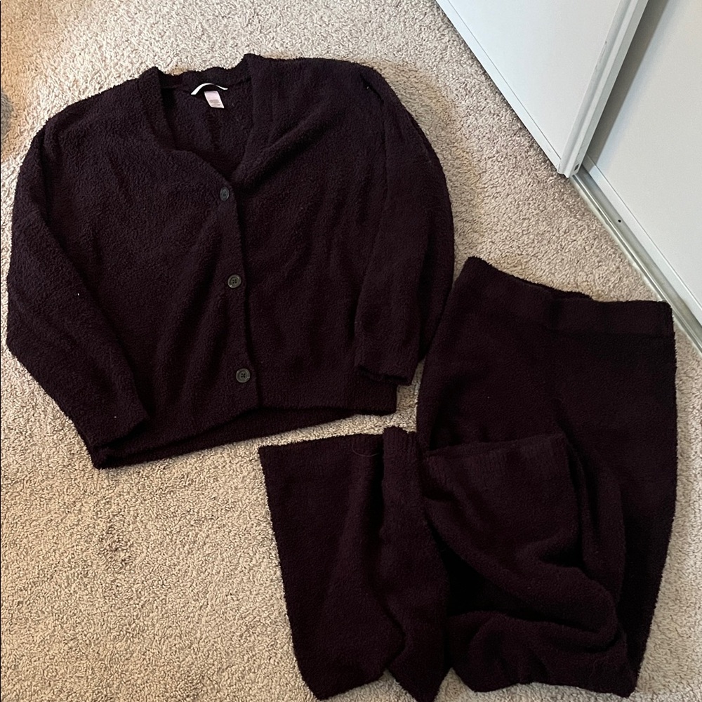 Cozy burgundy Cardigan lounge and Pants Set